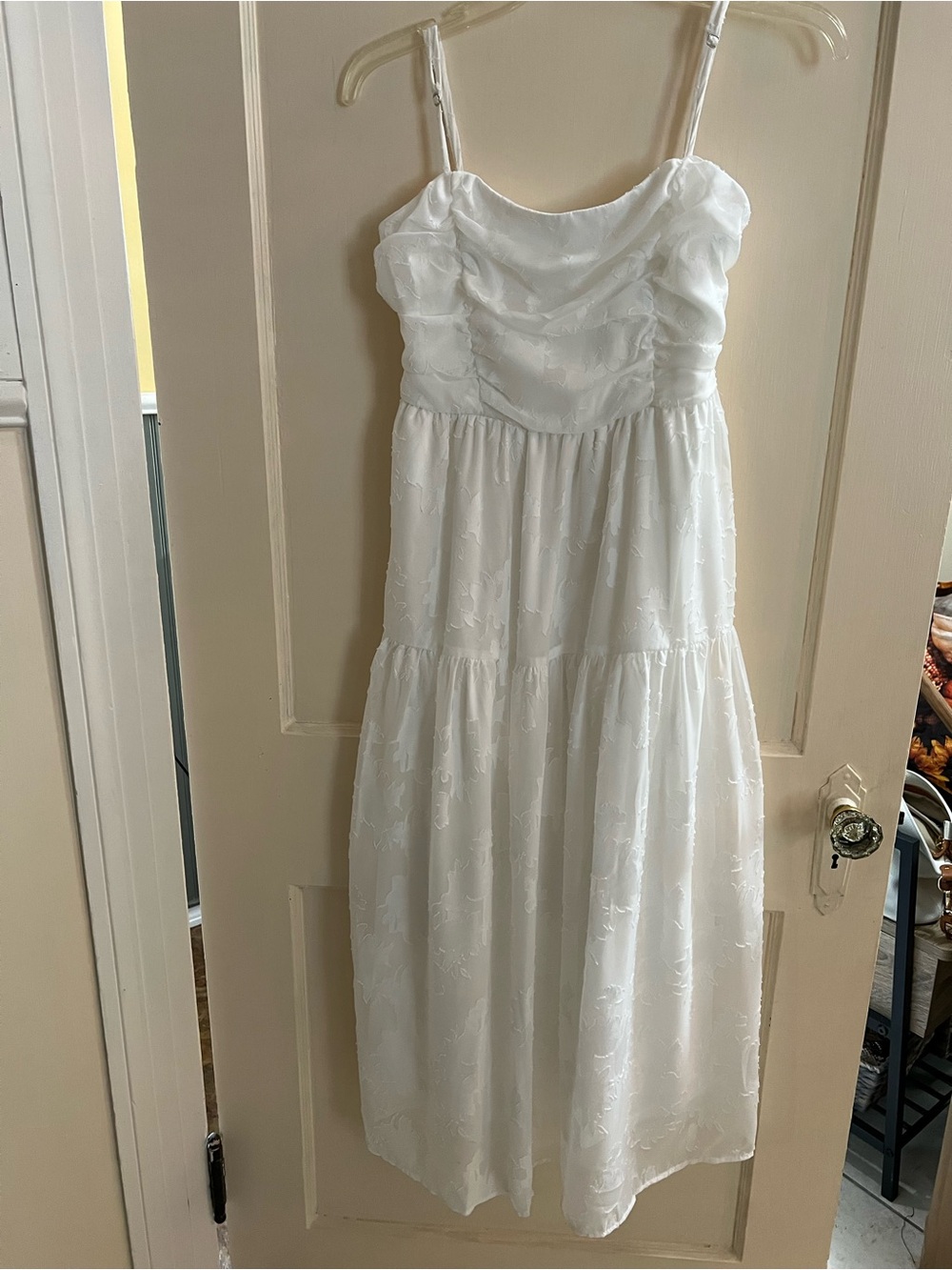 White Spaghetti-Strap Tiered Dress